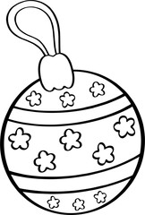 Coloring Christmas ball round shape with stars for winter season.