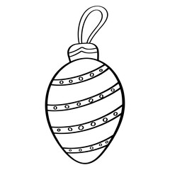 Coloring Oval Christmas ball for winter season item.