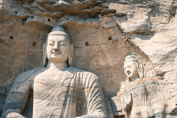 statue of buddha in Yungang Grottoes, Datong China