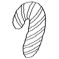 Isolate Christmas candy canes winter item, sticker, sign, icon and coloring.