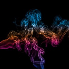Obraz premium Colorful Smoke Streams Against Black Backdrop