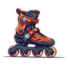 Orange Rollerblades. A Dynamic and Energetic Sport
