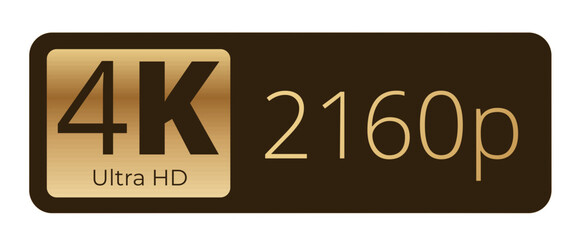 4k ultra hd 2160p gold label icon for high-definition quality.