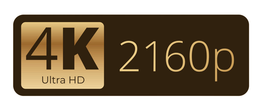4k ultra hd 2160p gold label icon for high-definition quality.