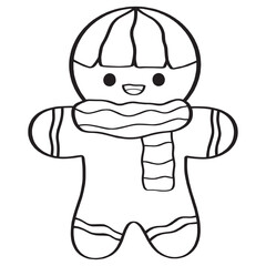 Gingerbread Man icon, sign, label, coloring or sticker for decoration item.