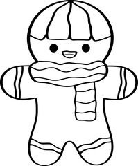 Gingerbread Man icon, sign, label, coloring or sticker for decoration item.