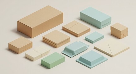 Assorted Paper Packaging Boxes in Soft Colors for Creative Use
