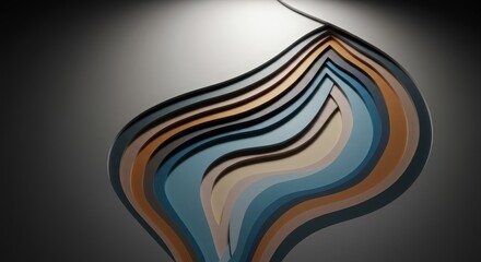 Abstract Waves of Color in Layered Design on a Simple Background