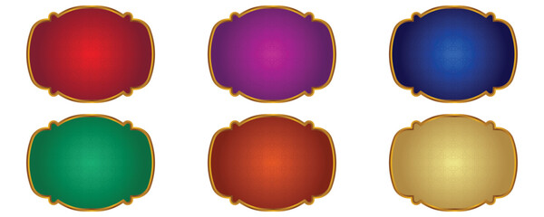 Set of Colored Luxury Islamic Frame for Names with Gold Border