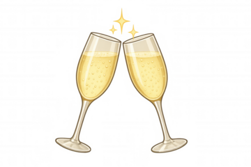 Two champagne flutes clinking together, celebrating a toast with sparkling wine, symbolizing success and happiness