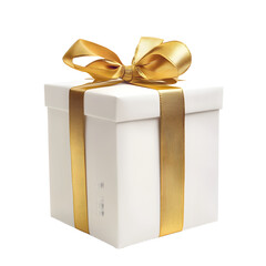 Elegant White Gift Box with Gold Ribbon and Bow for Luxury Presents