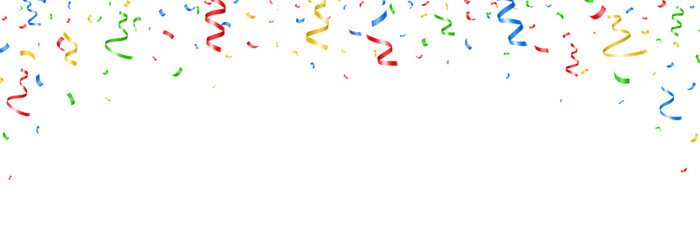 Vector colorful confetti PNG. Confetti falling from above on an isolated transparent background. Suitable for Christmas or holiday scenes.