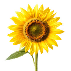 Vibrant Yellow Sunflower Bloom Isolated on White Background