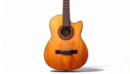 Obraz premium Acoustic guitar close-up showcases musical craftsmanship and the promise of beautiful melodies, ideal for music lessons, performance art, or artistic expression
