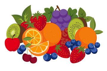 summer fruit collection illustration set tropical fruit graphic design elements ingredients color clipart