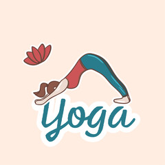 vector illustration of a yogi and blue and red logo