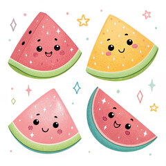 set of happy watermelon  pattern