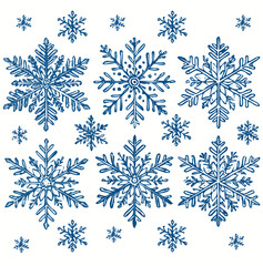 Fototapeta premium set of snowflakes on white