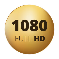 1080 full hd gold circle icon for high-definition video quality.