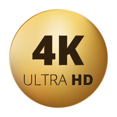4k ultra hd gold emblem with bold lettering and shiny finish.