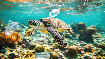 Sea turtle plastic pollution
