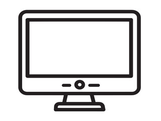 Computer and Hardware Icon with Minimal Line Vector Illustration