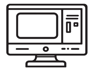 Minimal Computer Hardware Symbol with Clean Vector Linework Design