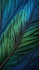Close-up view of the intricate patterns and vibrant hues of overlapping bird feathers.