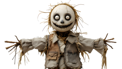 Creepy Scarecrow Doll, isolated on transparent background