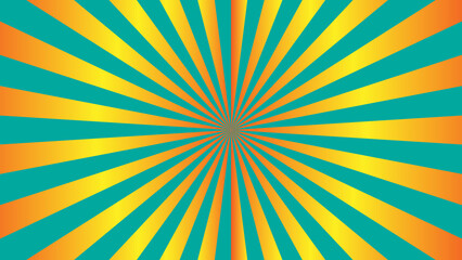 Vibrant background with yellow and turquoise rays emanating from the center