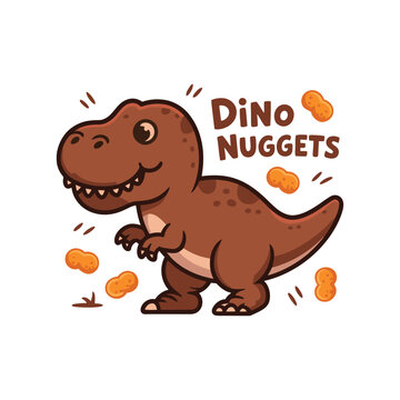 Dino with nuggets vector, dinosaur vector