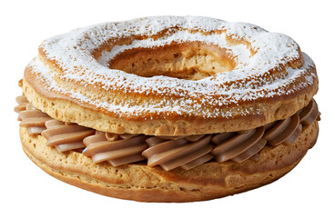 Paris Brest French pastry, isolated on transparent background, png