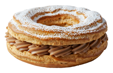 Paris Brest French pastry, isolated on transparent background, png
