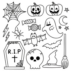 할로윈 파티 아이템 라인드로잉 유치원 색칠공부(halloween party items line drawing kindergarten coloring)