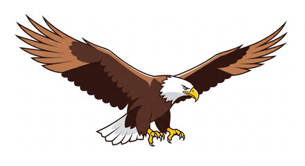 Obraz premium Illustration of a majestic bald eagle with its wings spread wide, , symbolizing freedom, strength, and american pride in vector art