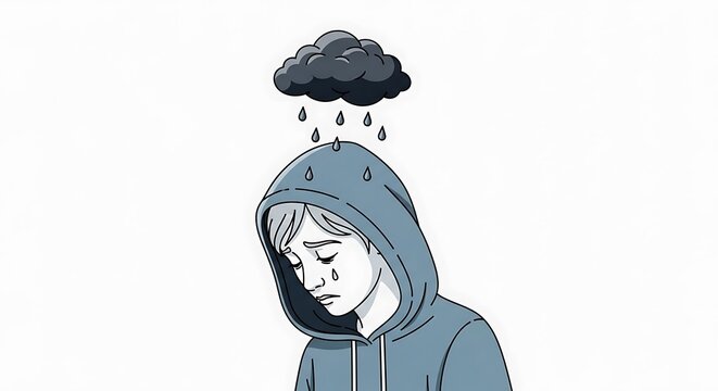 Sad Boy with Cloud  Rain.