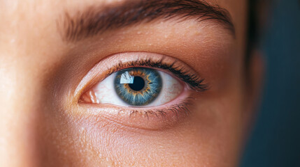 Naklejka premium Close-up of human eye with visible redness and irritation 