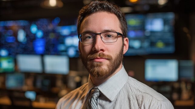 programmer. A focused programmer with lines of code projected in the background, illuminated by cool blue light. product launch decks.