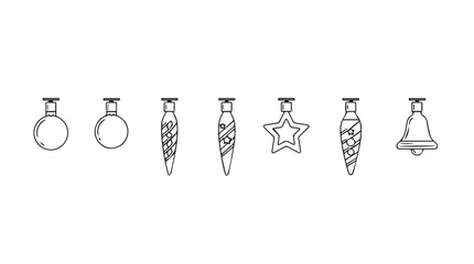 Hand drawn christmas ornaments collection icons set festive decorations elements silhouette