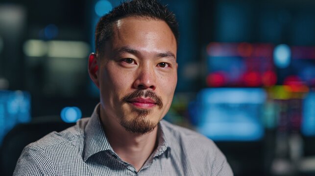 programmer. A focused programmer with lines of code projected in the background, illuminated by cool blue light. product launch decks.
