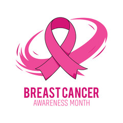 A simple pink breast cancer awareness ribbon logo vector illustration design