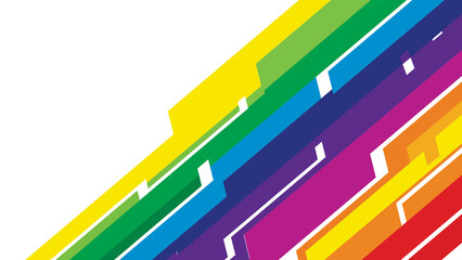 Abstract background with colorful stripes and geometric shapes on white background