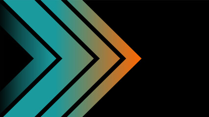 Abstract arrow background with gradient color on dark black background