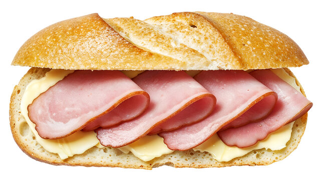 Sandwich jambon-beurre French ham butter baguette, isolated on transparent background, png