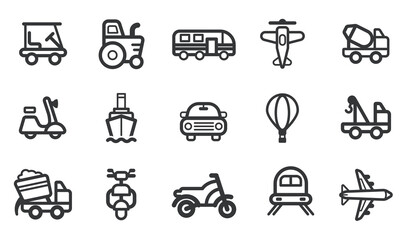 transportation icons set