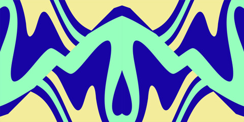 A vibrant and symmetrical abstract wavy pattern with a bold color palette. 
