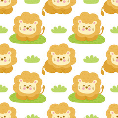 A pattern of cartoon lions on a white background