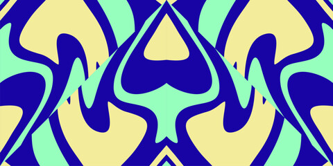 An abstract psychedelic pattern of flowing shapes in complementary colors suitable for graphic design backgrounds.