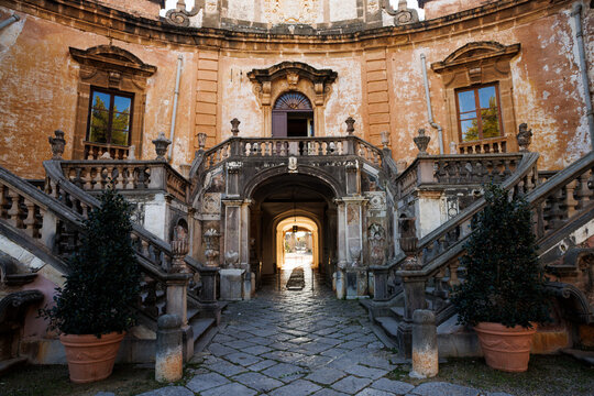 Villa Palagonia, the 18th-century 'Villa of Monsters' in Bagheria, Sicily, near Palermo, an early example of Sicilian Baroque architecture