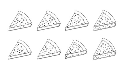 Hand drawn pizza slices pattern delicious italian food italian cuisine appetizing meal freshly baked silhouette